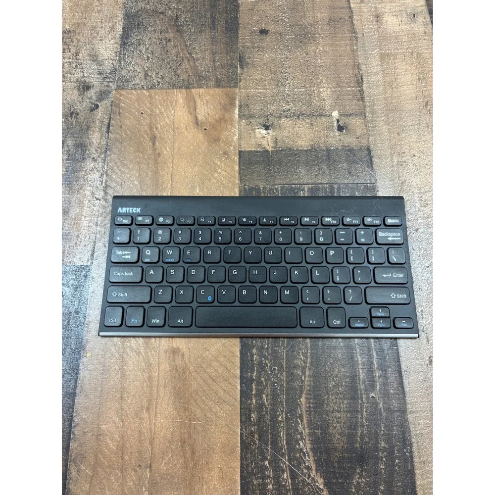 Arteck Ultra-Slim Bluetooth Keyboard Black Stainless Steel Rechargeable Tested